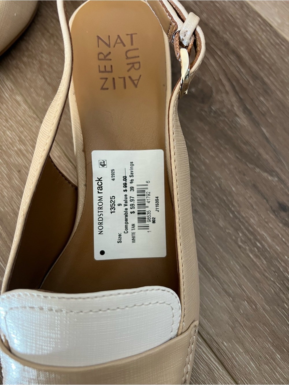 NATURALIZER | Cream Slingback Block Heel Loafers Pointed Toe Size 9 - Picture 6 of 8